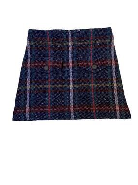 VERONICA BEARD Plaid Mini Skirt Women sz 0 Blue Burgundy LUCY pockets Preppy